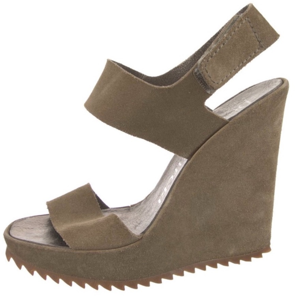 Pedro Garcia Olive Wedge Sandals